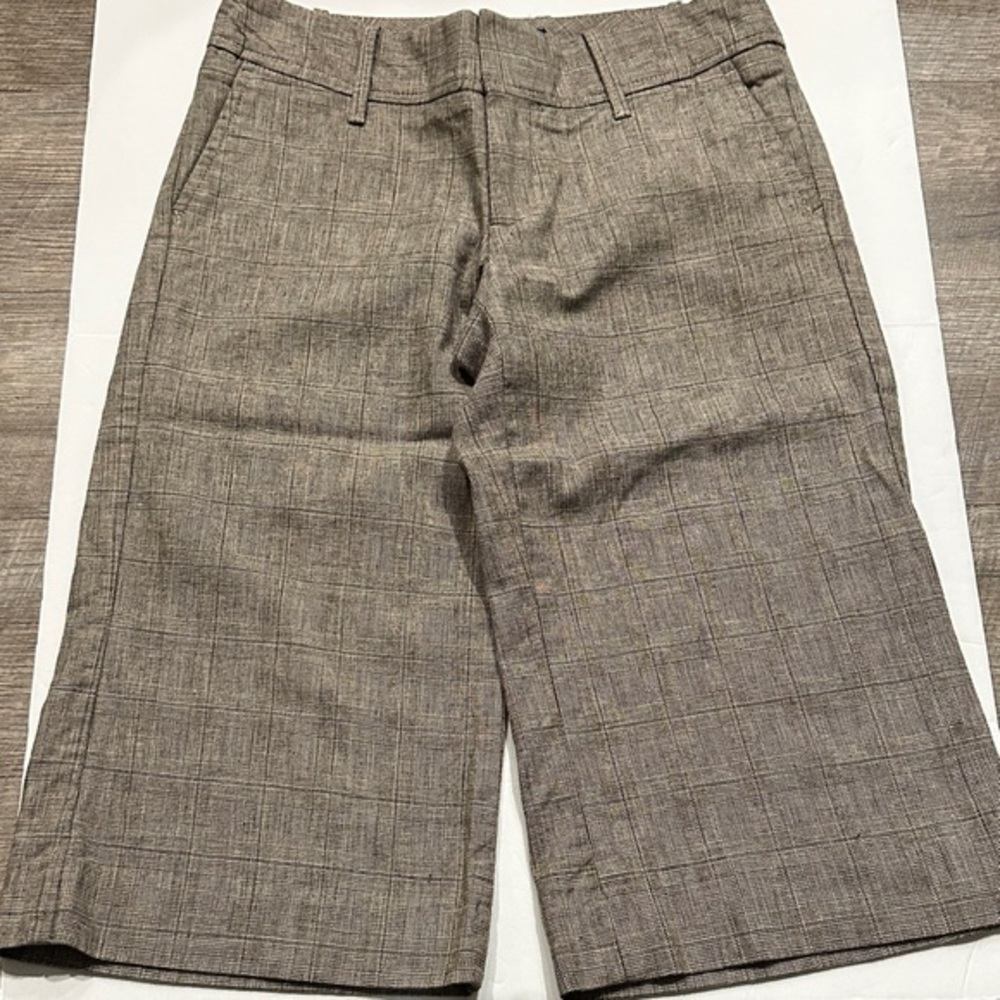 Banana republic Brown Plaid Knee-Length cotton/linen trouser Shorts size 0
